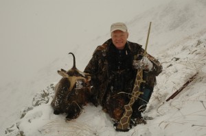 Craig Boddingon with goat