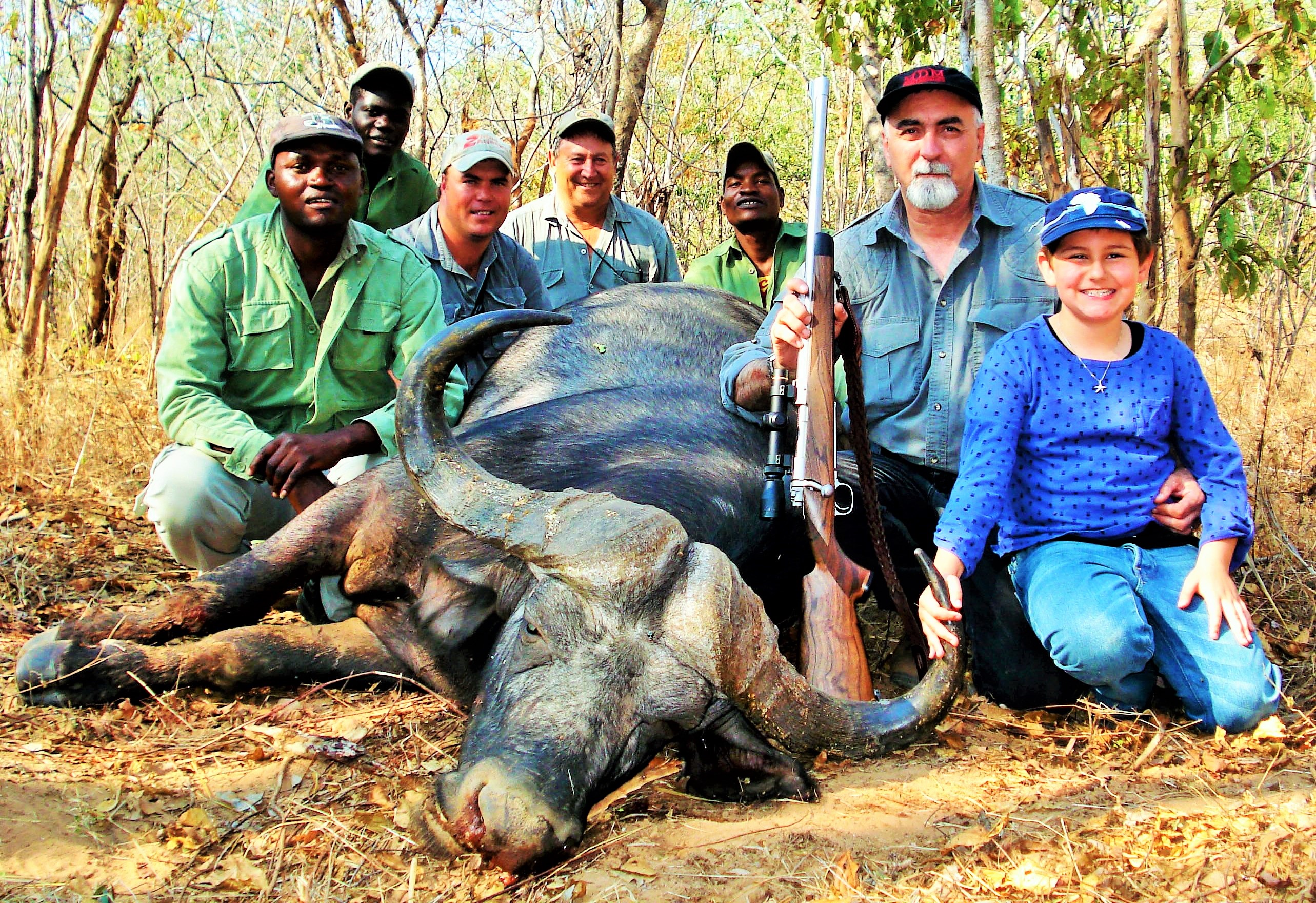 Michael McCourry, group photo with buffalo, used .50 B&M with 450 grain Safari Raptor, 2012